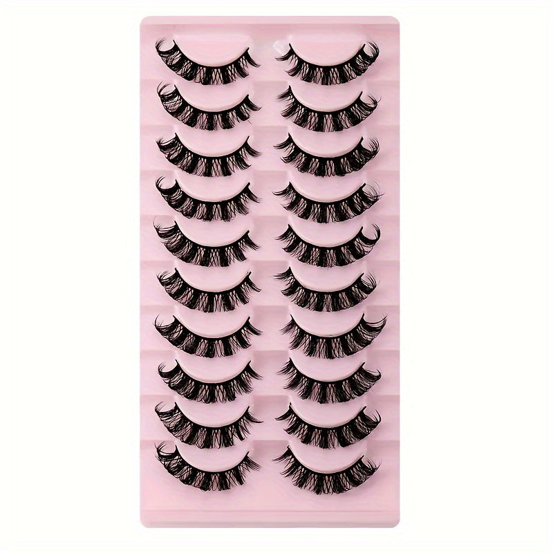10 paires d'extensions de cils volume épais - Courbure DD, super bouclées, duveteuses et fines, pour un maquillage 3D parfait au quotidien, pour les fêtes et les festivals.