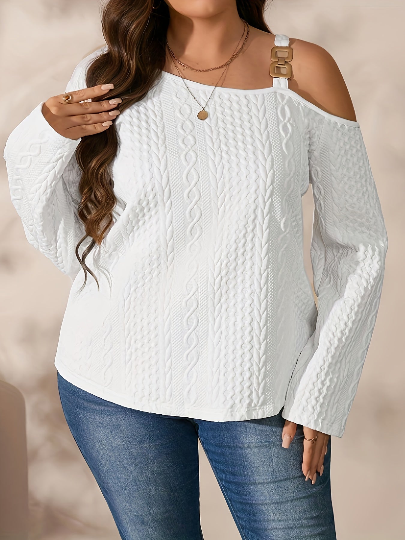 Tunique femme grande taille élégante, oversize, une épaule, manches longues, col rond, ourlet asymétrique, hiver, polyvalente casual et formelle