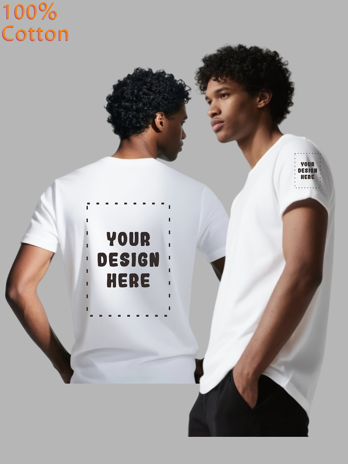 Custom-Made Men'S Short-Sleeve T-Shirt with Customizable Logos on The Chest, Back, And Sleeves. Breathable And Comfortable, Suitable As a Gift for Others, Work Uniforms, Team Apparel, Or Souvenirs.