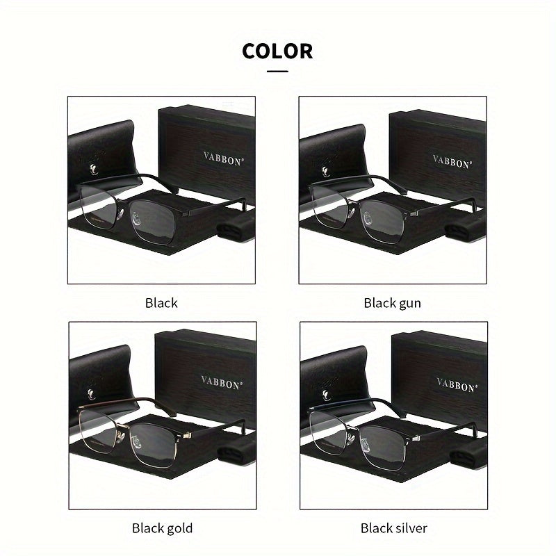 VABBON New Men's & Women's Metal-Frame Eyeglasses, a Business & Trendy Plano Eyeglasses in a Stylish Gift Box. It Comes with a Glasses Case and Cleaning Cloth, Serving as a Premium Gift, Model 3305