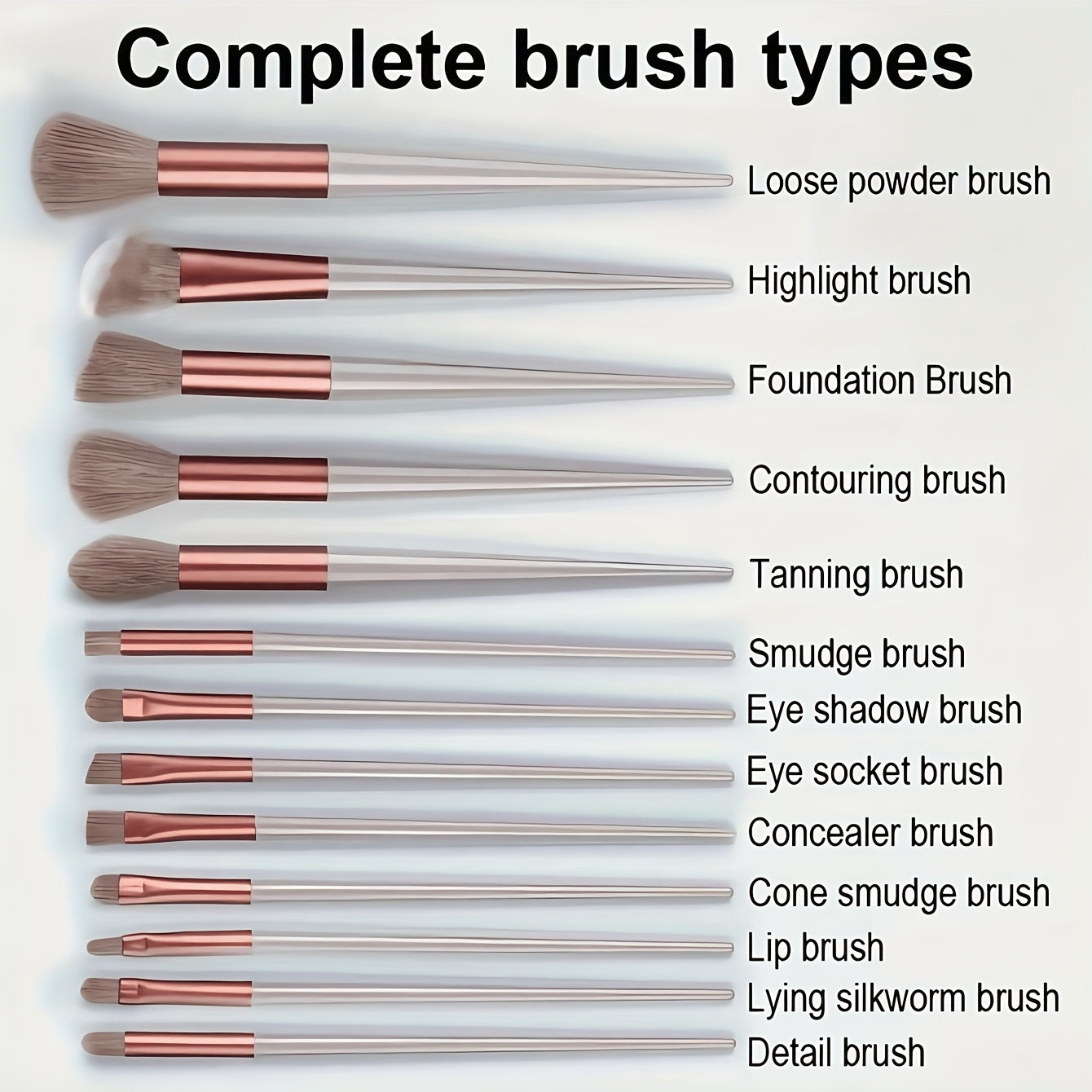 Ensemble de 13 pinceaux de maquillage professionnels en fourrure douce pour fard à paupières, fond de teint et blush