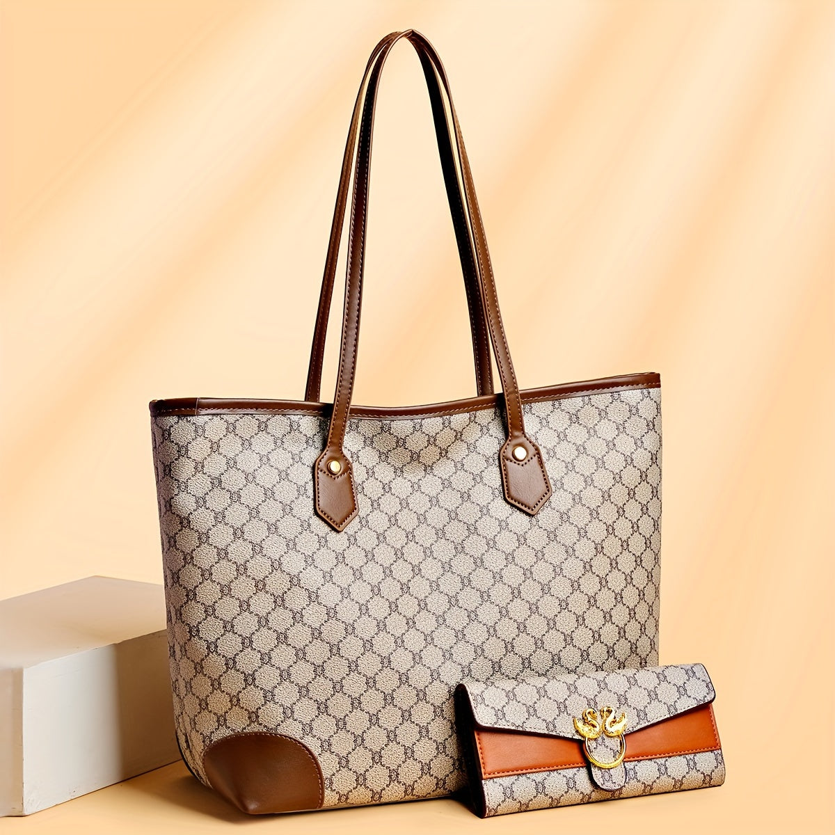 Sac fourre-tout élégant grande capacité avec portefeuille – ensemble pour femmes mûres