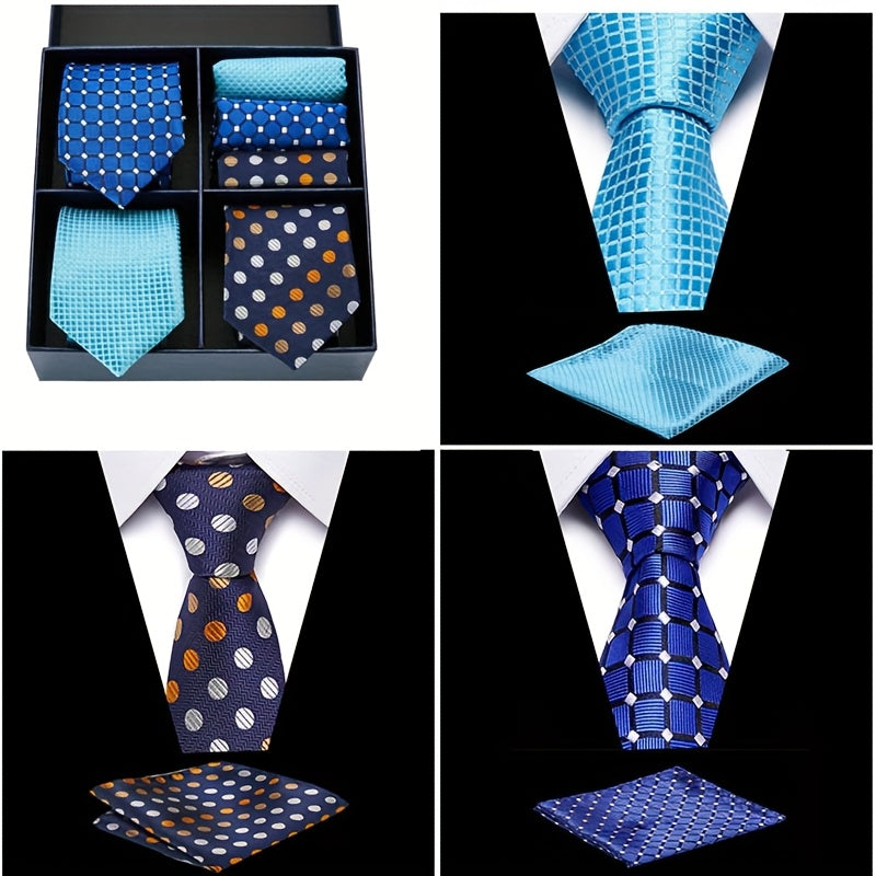 Coffret Cravate et Pochette Homme – Luxe, Motifs Rayés & Carreaux, Marron