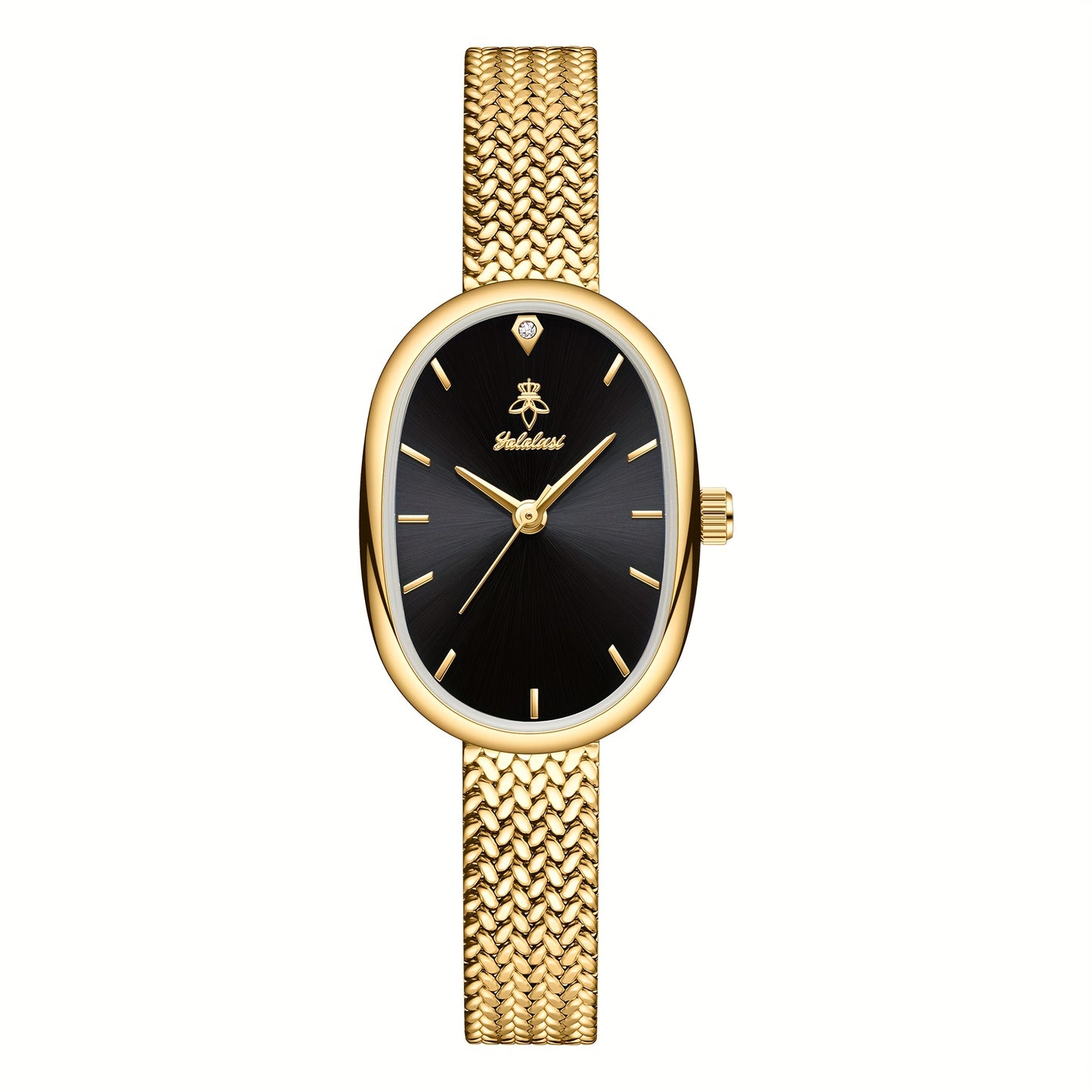 Montre Femme Élégante –Cadran Ovale Classique, Bracelet à Motif Feuille, Livrée avec Coffret Cadeau, Accessoire Stylé Indispensable pour Femme, Idéal Cadeau Saint-Valentin