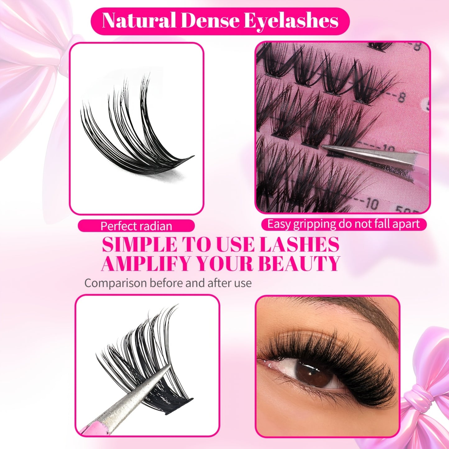 600/200 pcs Cils Individuels – Kit d’Extensions DIY 30D/40D/50D, Inclus Pince et Brosse Douce, Cils Réutilisables, Parfaits pour Maquillage de Soirée, Scène et Festivals