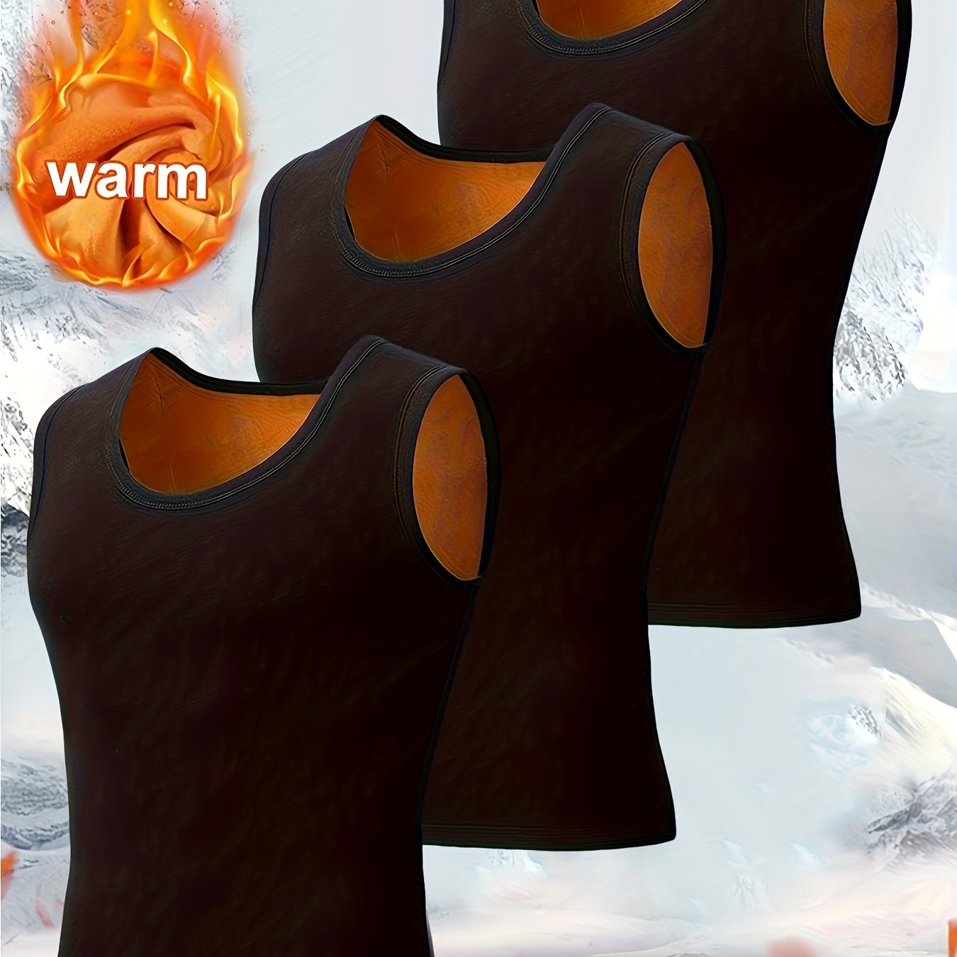 3pcs Débardeurs Thermiques Homme – Polaire Dorée, Chauds et Extensibles