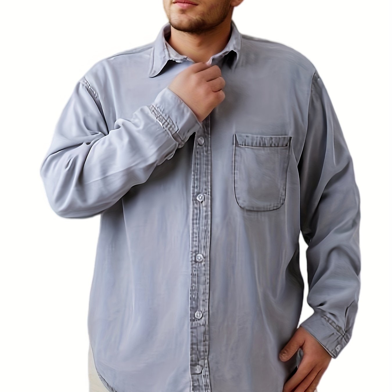Plus Size Casual Denim Tencel Shirt