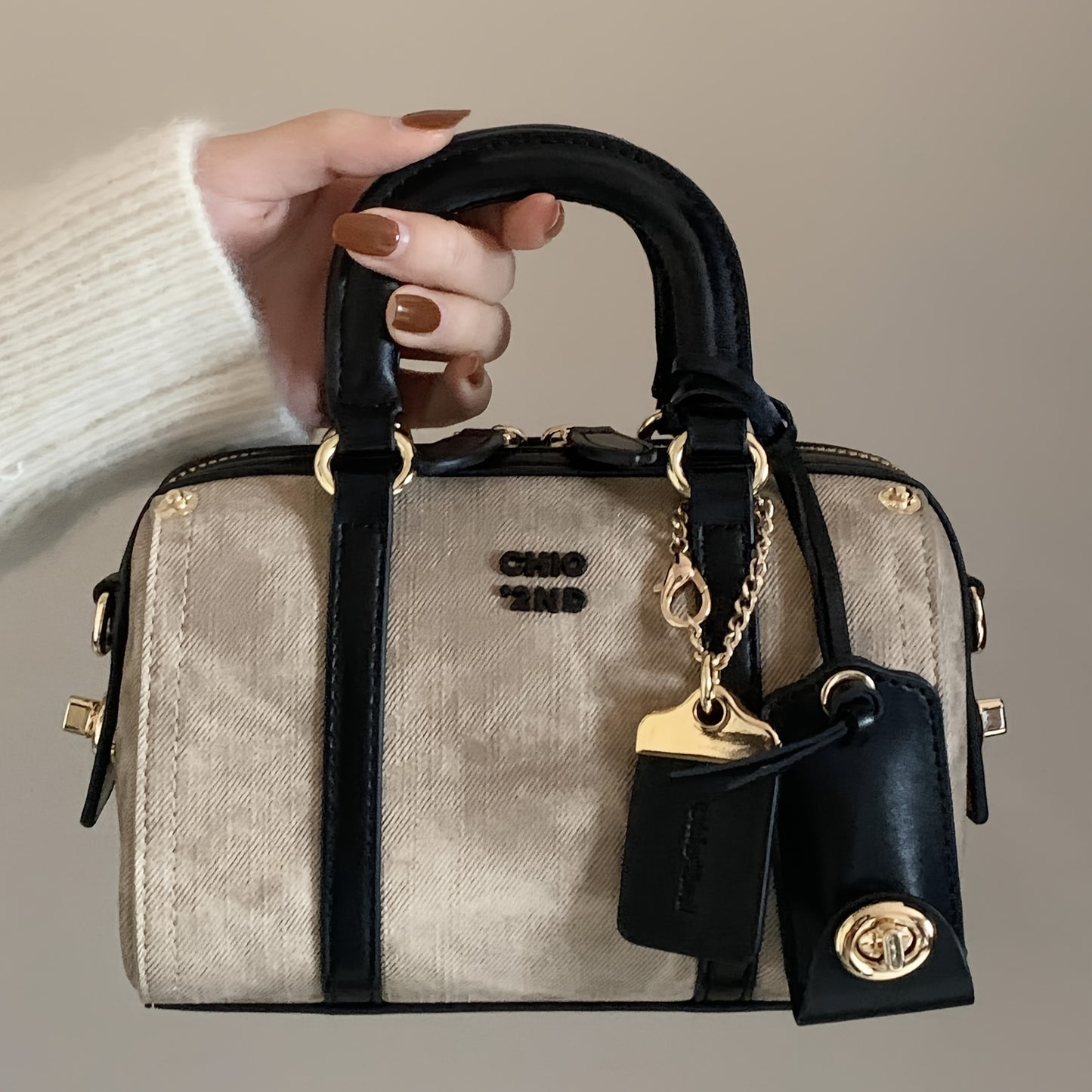 Sac femme beige élégant avec bandoulière détachable