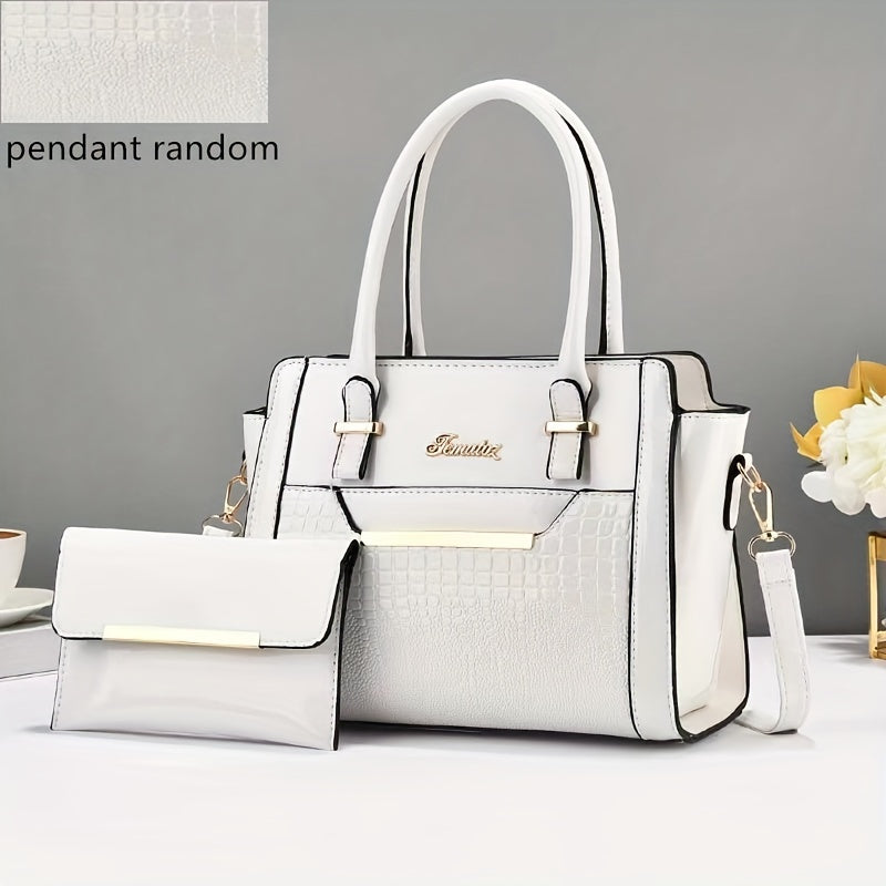 Set de Sacs Femme – Cabas Vintage Élégant en Cuir PU, Gravure Lézard et Pieuvre, Grande Capacité, Sac Bandoulière Idéal Quotidien et Bureau