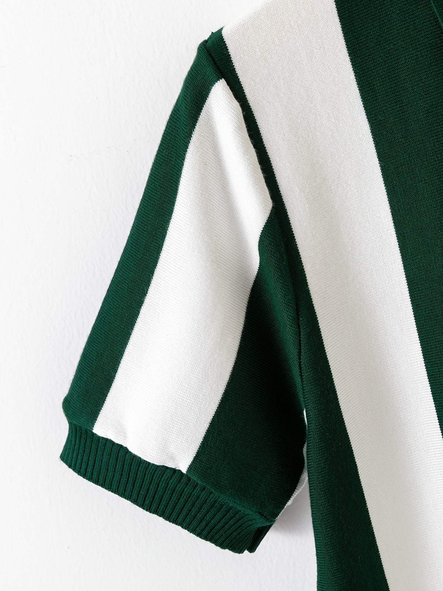 Men'S Beige & White Striped Short Sleeve Polo Shirt - Lightweight, Breathable Knit Fabric, Regular Fit, Perfect for Golf, Business Casual, and Spring/Summer Outings, Golf Attire | Classic Polo Design | Medium Elasticity