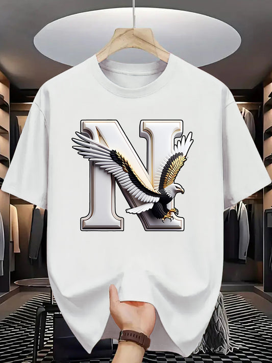 Summer Men'S Fashion Short-Sleeve T-Shirt with Letter Pattern Print