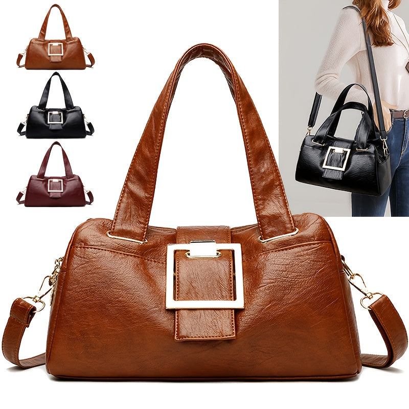 Sac Cabas Femme– Grande Capacité, Sangle Amovible, Ferrures Dorées, Multi-Compartiments avec Fermeture Zippée, Design Structuré Carré, Idéal Travail, Shopping et Voyage