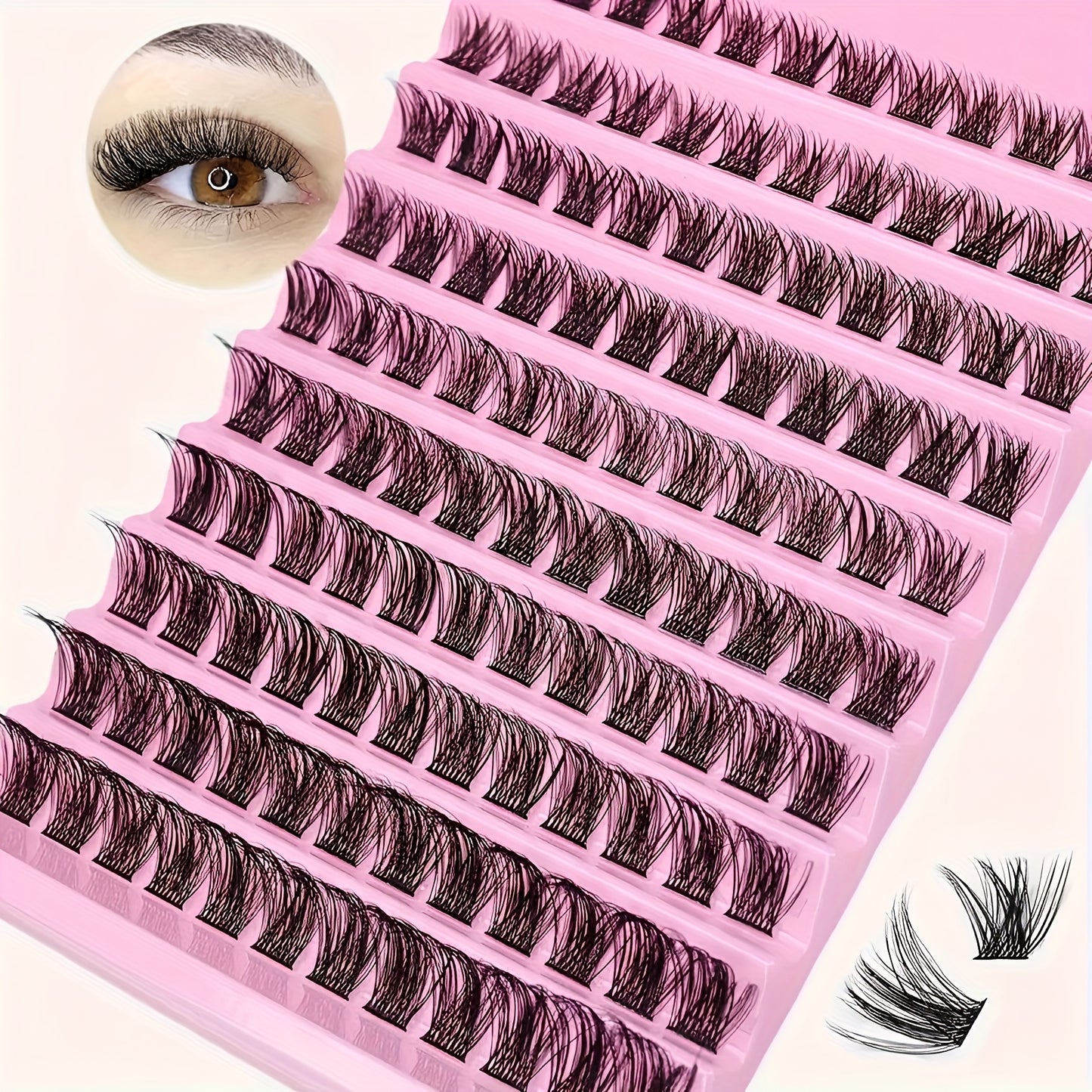 120 pcs Cils en Paquets — Longueurs 8-16 mm, Curl D, Fluffy, Extensions de Cils DIY, Look Naturel, Cils Individuels Wispy, Légers et Doux, Faciles à Appliquer, Parfaits pour Usage Quotidien et Occasions Spéciales, Débutants, Réutilisables