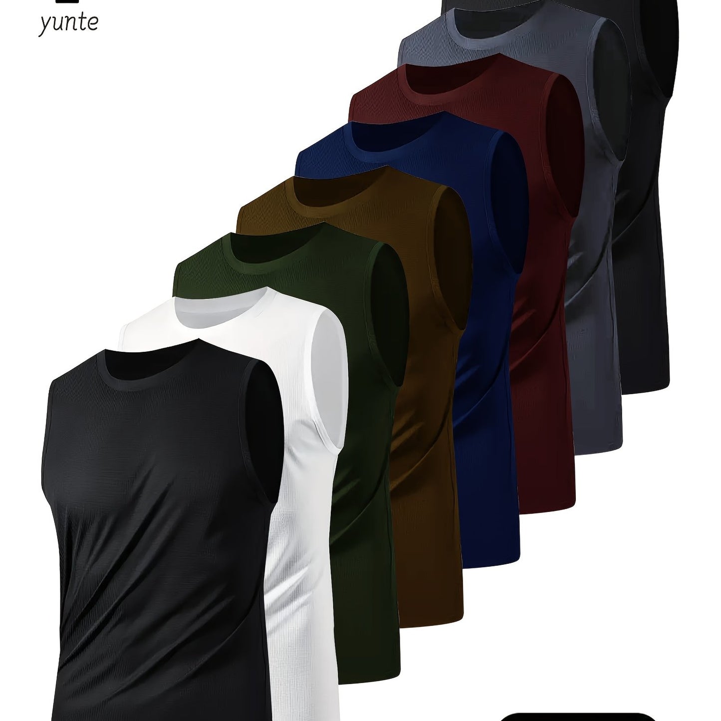 Lot de 8 débardeurs homme – respirants, légers, séchage rapide, coupe ample, gym, running, couleurs variées