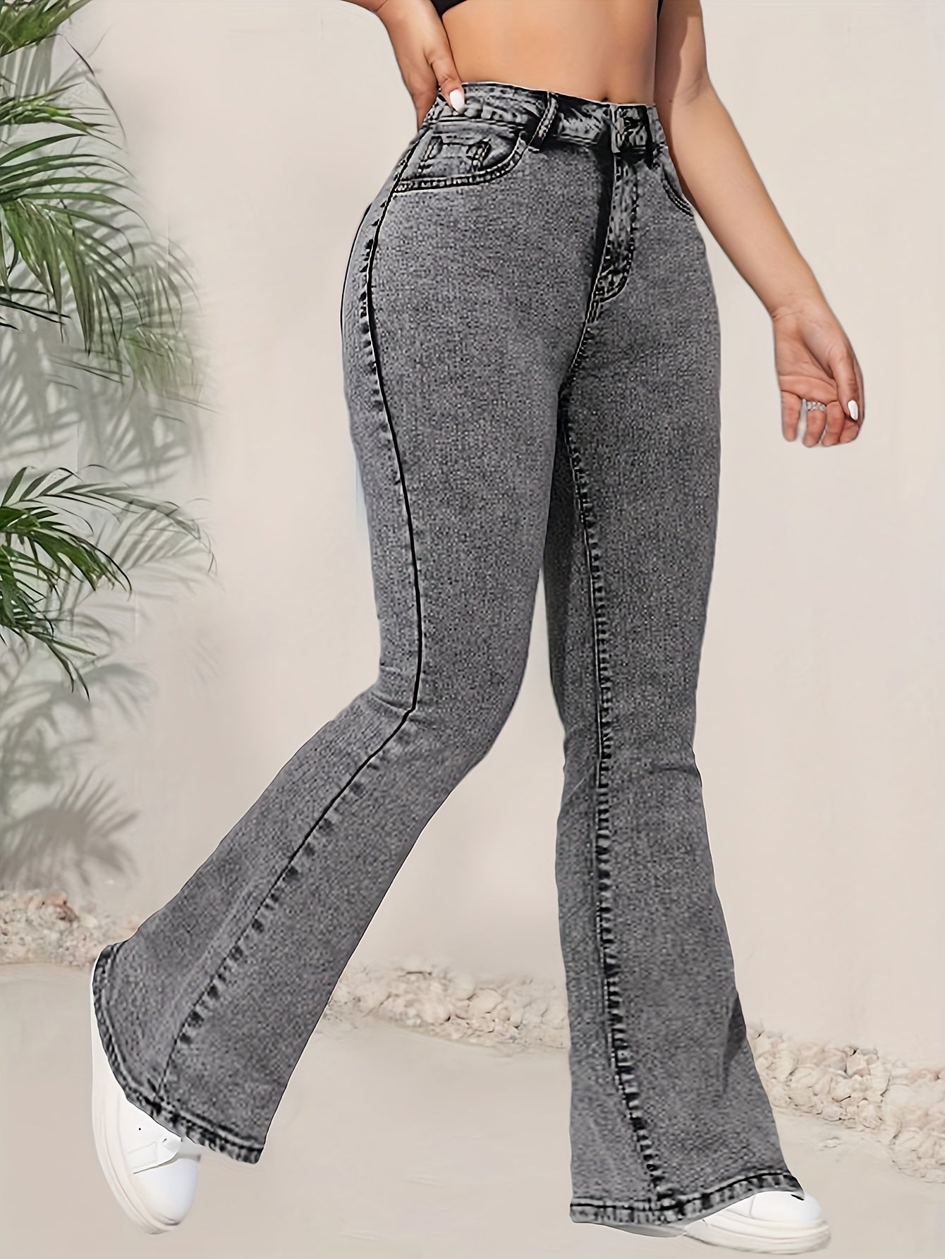 Jeans Femme Taille Haute Évasé Extensible Non Transparent Bell-Bottom Toute Saison Décontracté et Formel Polyvalent Denim Tendances