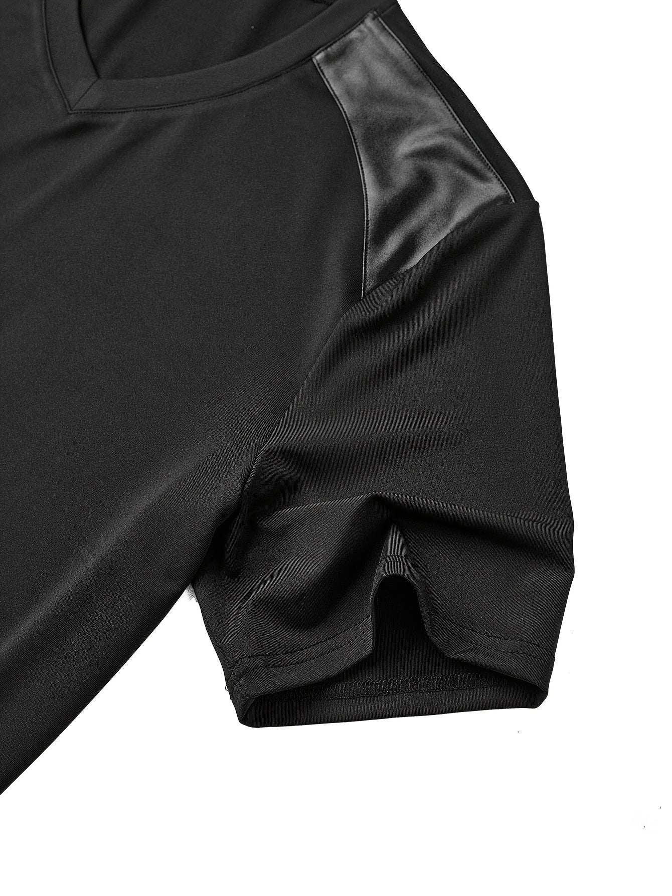 [Summer Style] Men'S V-Neck Henley T-Shirt - Casual Knit Short Sleeve Tee with High Elasticity for Summer Outings, Black