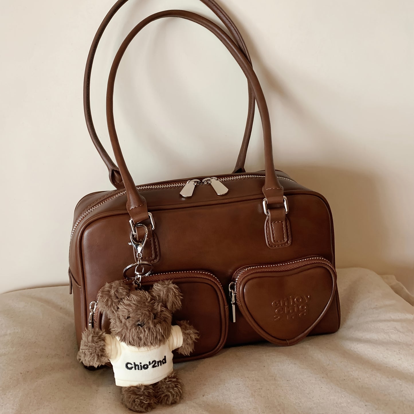 Sac coussin tendance femme - marron