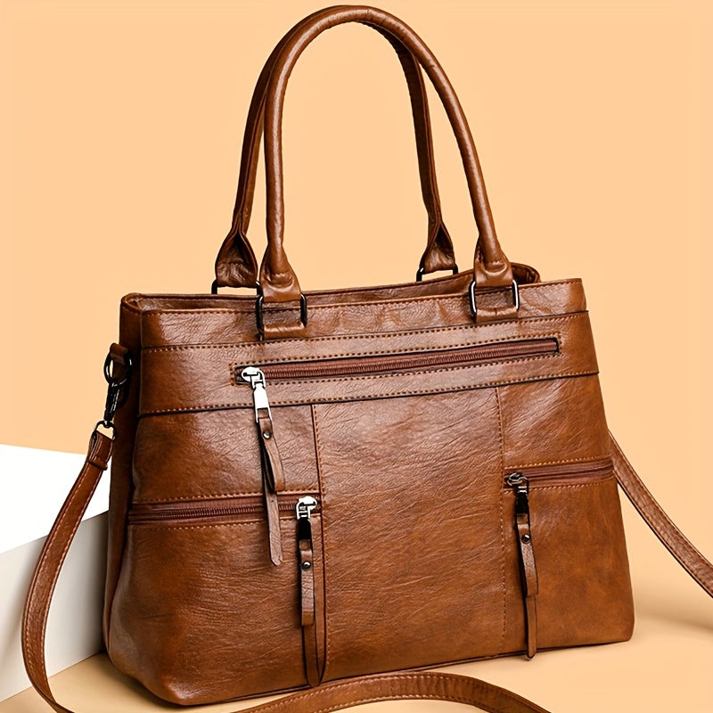 Sac Cabas Femme Vintage Grande Capacité Avec Bandoulière Amovible et Multiples Compartiments