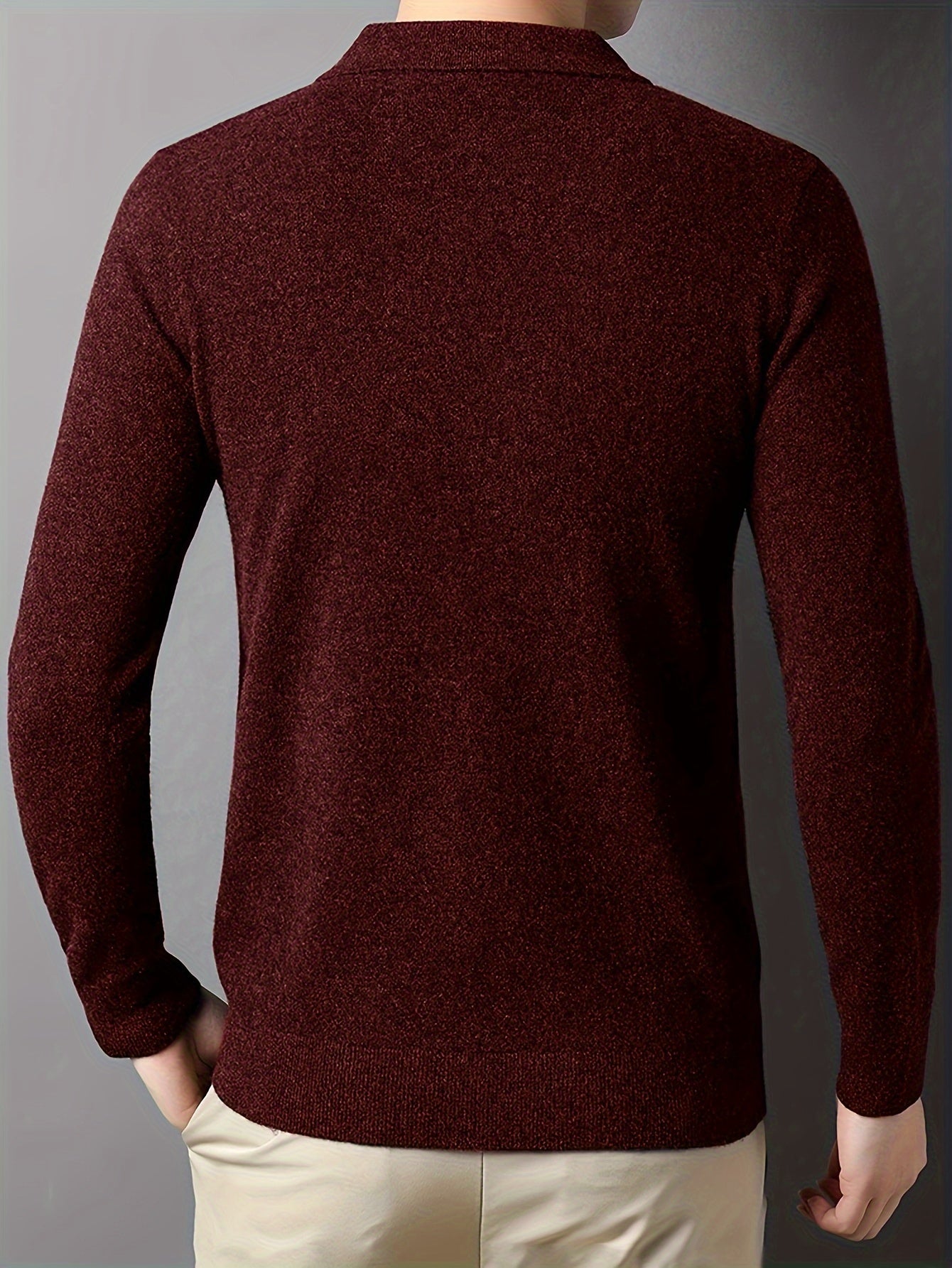 2024 New Cross-Border Men'S Polo Collar Button Knitted Sweater (Men'S Warm Top)