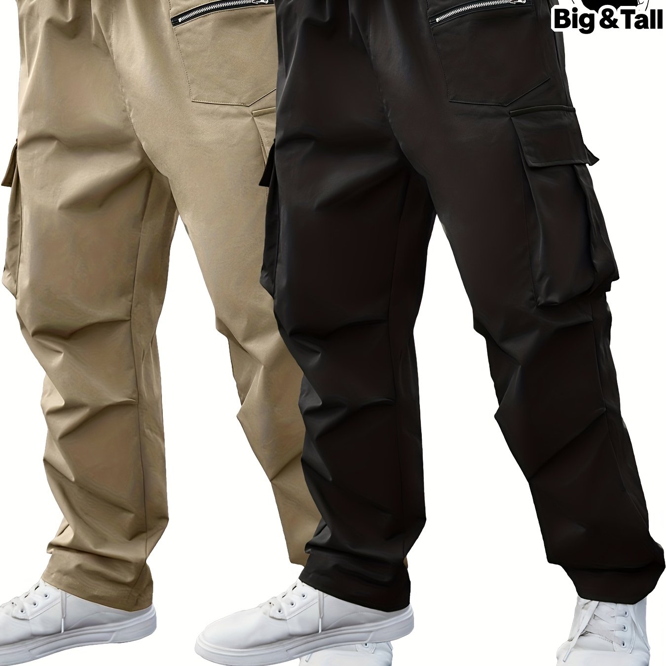 Ensemble 2 pantalons cargo grande taille pour homme – robustes, multi-poches utilitaires, tissu non extensible, idéals construction, randonnée et usage quotidien, toutes saisons, entretien facile