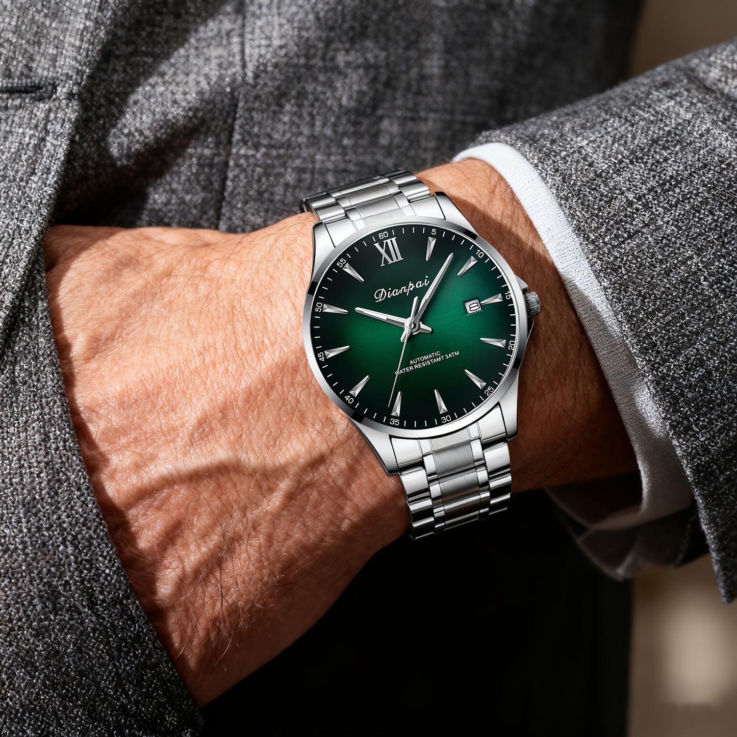 Classic Fashion Men's Fully Automatic Mechanical Watch, Calendar Display, Stainless Steel Strap, Night Light Business Men's Watch - Preferred Gift