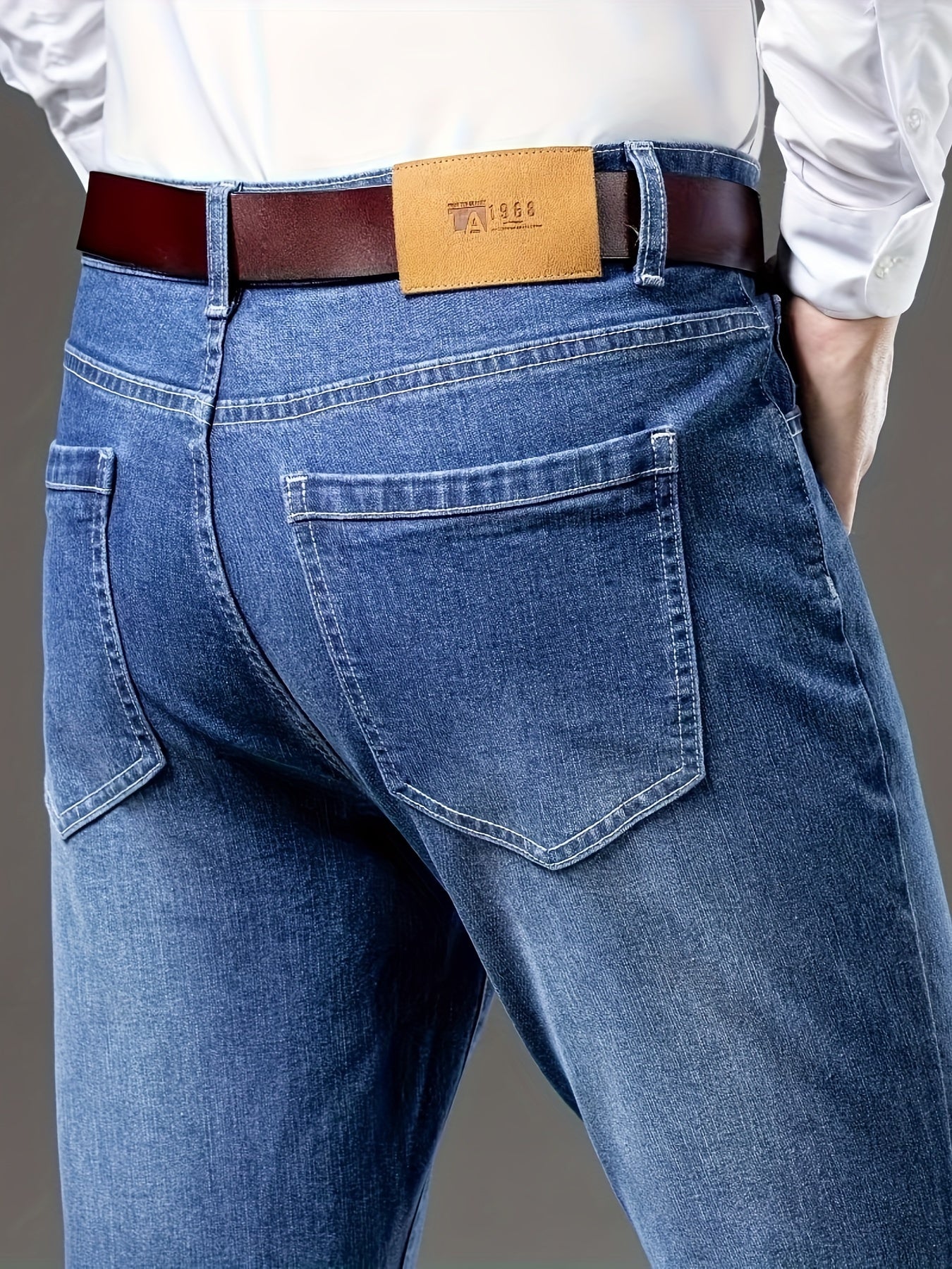 Jeans skinny stretch pour homme – coupe slim, denim extensible non transparent, taille mi-haute, bleu clair, idéal business casual et tenue décontractée, essentiel printemps/automne