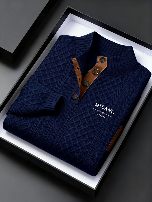 The Men'S Autumn And Winter Christmas High-Neck Jacquard Knitted Sweater Is a Casual Style Made from a Heavy 280G/M² Fabric with Random Textures. It Features a Mature And Stylish High-Neck Pullover Design, with