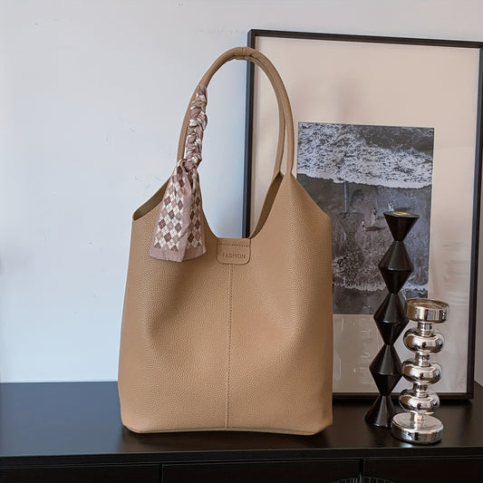 Sac à bandoulière en simili cuir pour femmes – tote vintage classique, fermeture magnétique, intérieur spacieux, double poignée, beige/brun/noir, polyvalent pour école, voyage, travail et shopping