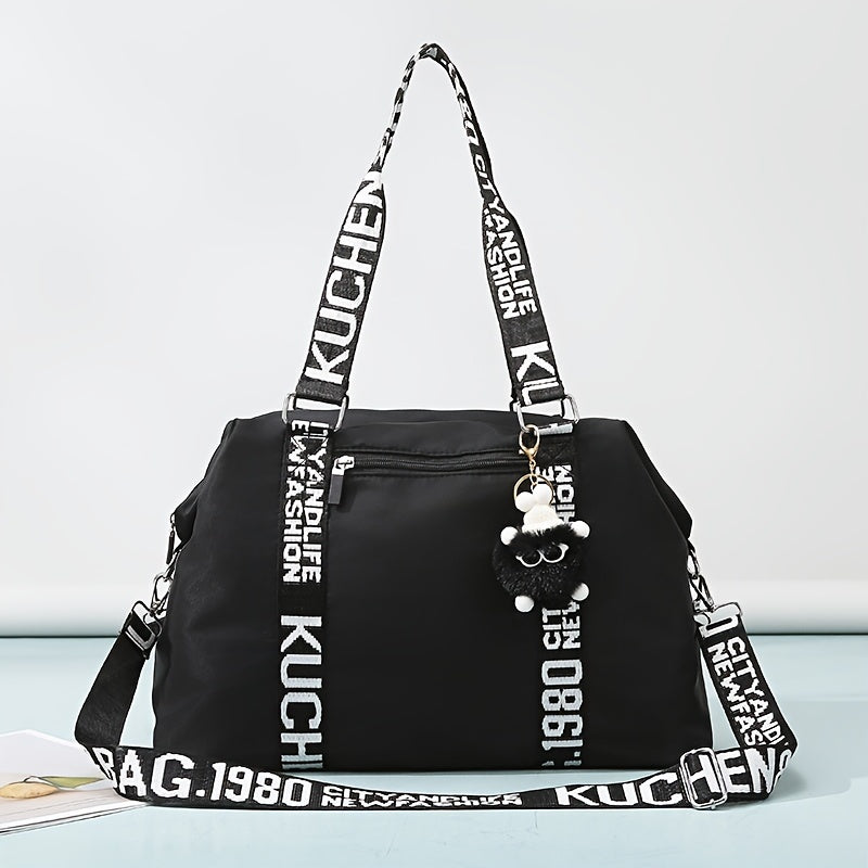 Sac Cabas Chic en Tissu Oxford Noir pour Femmes – Polyvalent à Porter à l’Épaule, Grande Capacité, Bandoulière Ajustable, Fermeture Éclair