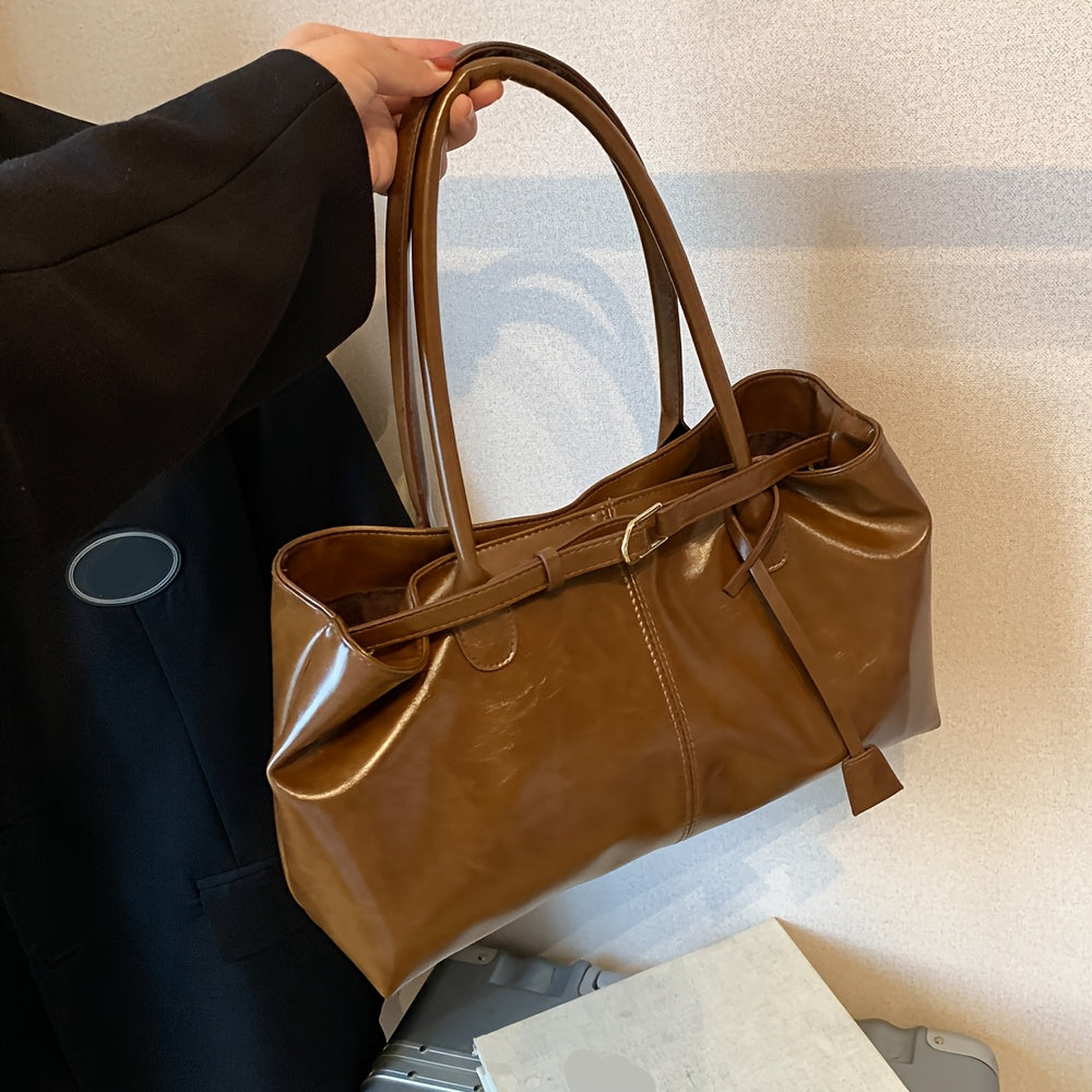 Sac Cabas Femme Vintage – Grande Capacité, Anse Fixe, Sac Élégant Quotidien, Spacieux pour Travail, Shopping et Voyage, Cuir Synthétique Durable, Sac Épaule Classe et Élégant, Sac de Créateur Femme Haute Qualité (Copie)