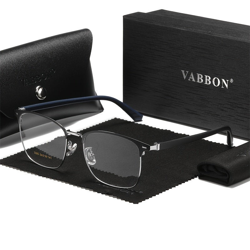 VABBON New Men's & Women's Metal-Frame Eyeglasses, a Business & Trendy Plano Eyeglasses in a Stylish Gift Box. It Comes with a Glasses Case and Cleaning Cloth, Serving as a Premium Gift, Model 3305
