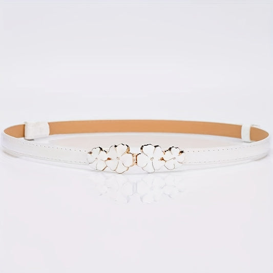 Lot de 2 ceintures en PU pour femmes – Motif floral stylé noir et blanc, accessoires dorés, polyvalentes pour tenue décontractée, mariage et soirée, ceintures de mariage pour mariées