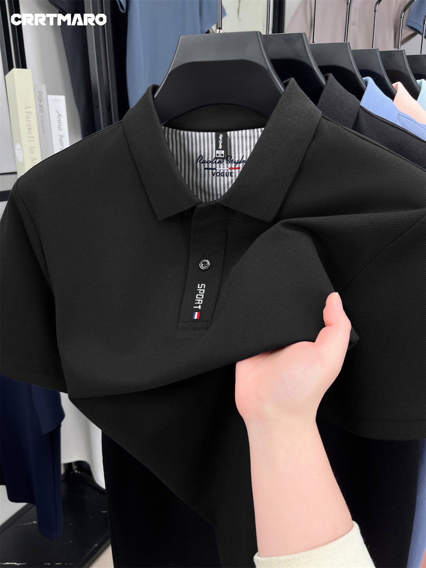 CRRTMARO Men's Mint Green Shirt - 100% Cotton Short Sleeve Summer T-Shirt with White Piping Collar & Logo, Casual Button-Front Placket, Mint Green ( Green) for, Beach, Office - Breathable & Wrinkle-Resistant