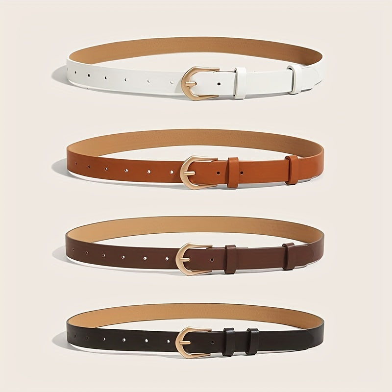 Ensemble de quatre ceintures tendance : blanches, café, marron et noires, avec ceinture décorative assortie aux robes et aux jeans