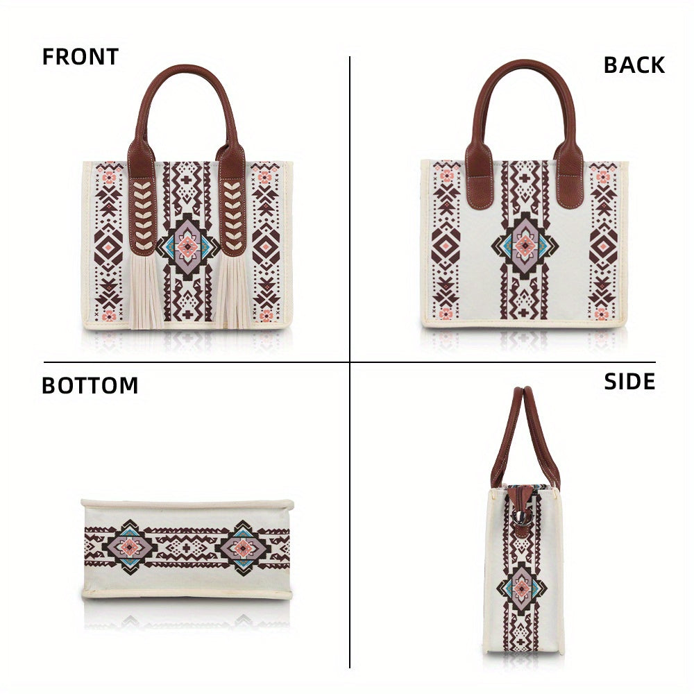 Sac Boho pour femmes – sac fourre-tout de voyage bohème, sac vintage et sac à bandoulière pour femme, sac à bras avec corde tressée, sac de week-end grande capacité, sac western élégant et décontracté