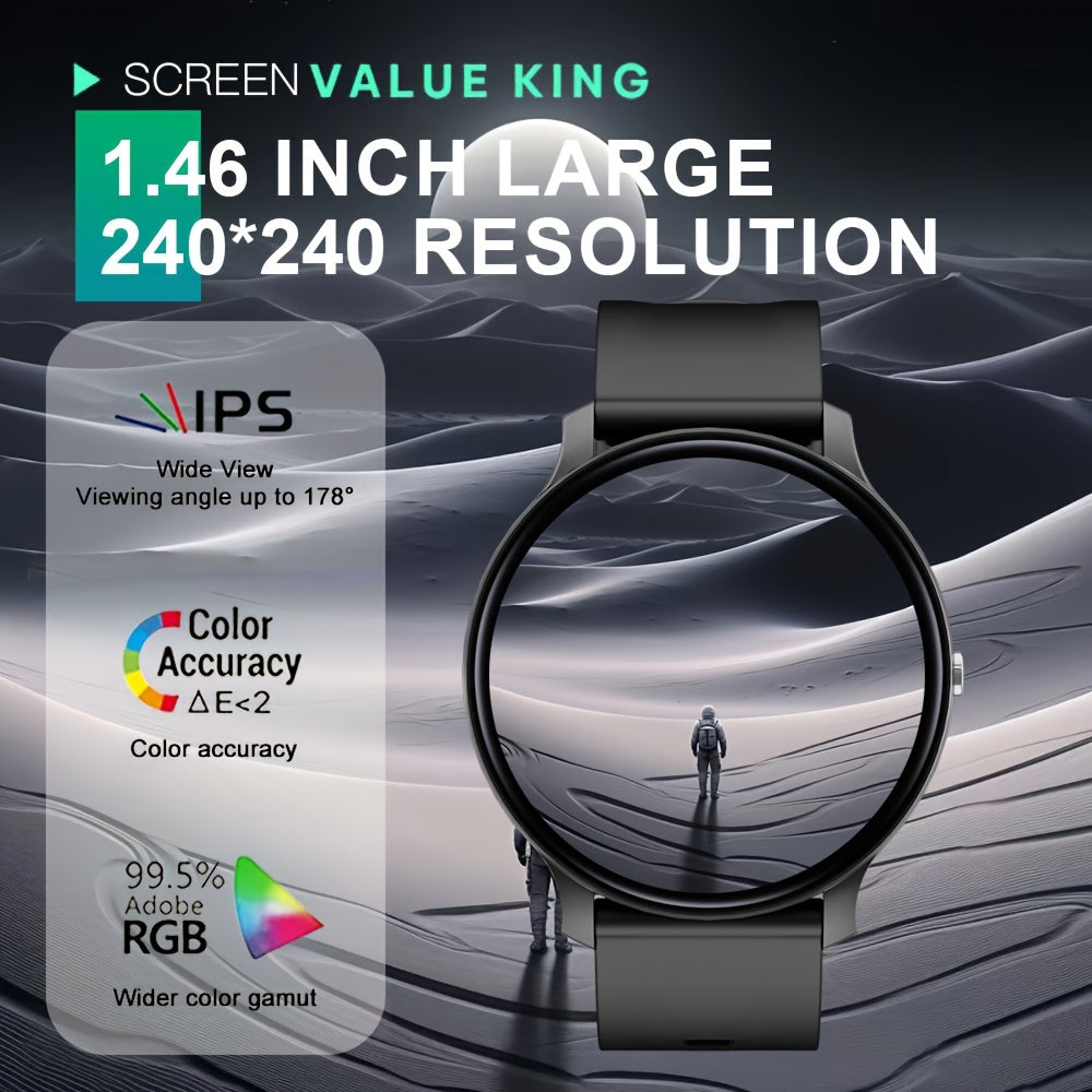 HD Smartwatch - 3.71cm Touch Screen,, AI Voice Control, 100+ Workout Modes, Music & Camera Remote, for iPhone & for Android, Ultra Thin Smart Watch, Sports Companion, Activity Tracking, Stylish Tech, Sleek Design, Hi