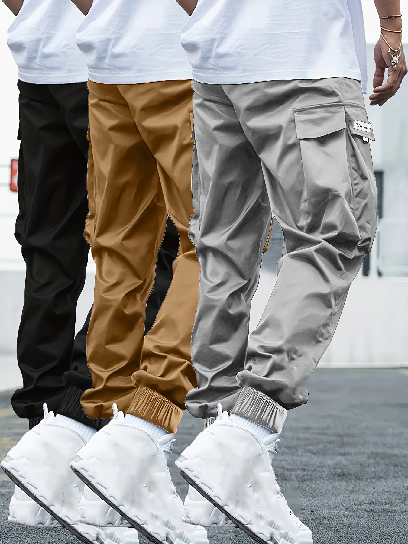 Ensemble pantalon cargo grande taille pour homme (3 pièces) – robustes, multi-poches cargo, tissu non extensible, toutes saisons, idéals construction, randonnée et usage quotidien, style décontracté et durable