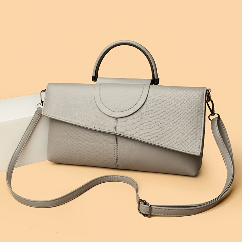 Sac à Main Élégant Femme – Texture Crocodile sur Toute la Surface, Fermeture Magnétique et Bandoulière Amovible, Quincaillerie Dorée, Doublure, Sac Polyvalent pour Travail, Shopping, Événements Formels et Usage Quotidien – Luxe Faux Croco