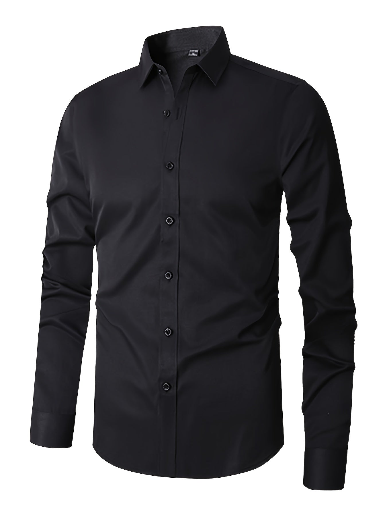 3pcs Men's Regular Fit Solid Color Business Long Sleeve Shirts, Thin All-Season Dress Shirts, Wrinkle-Free Wedding Shirts, Casual Office Wear, Graduation Formal Long Sleeve Shirts Set