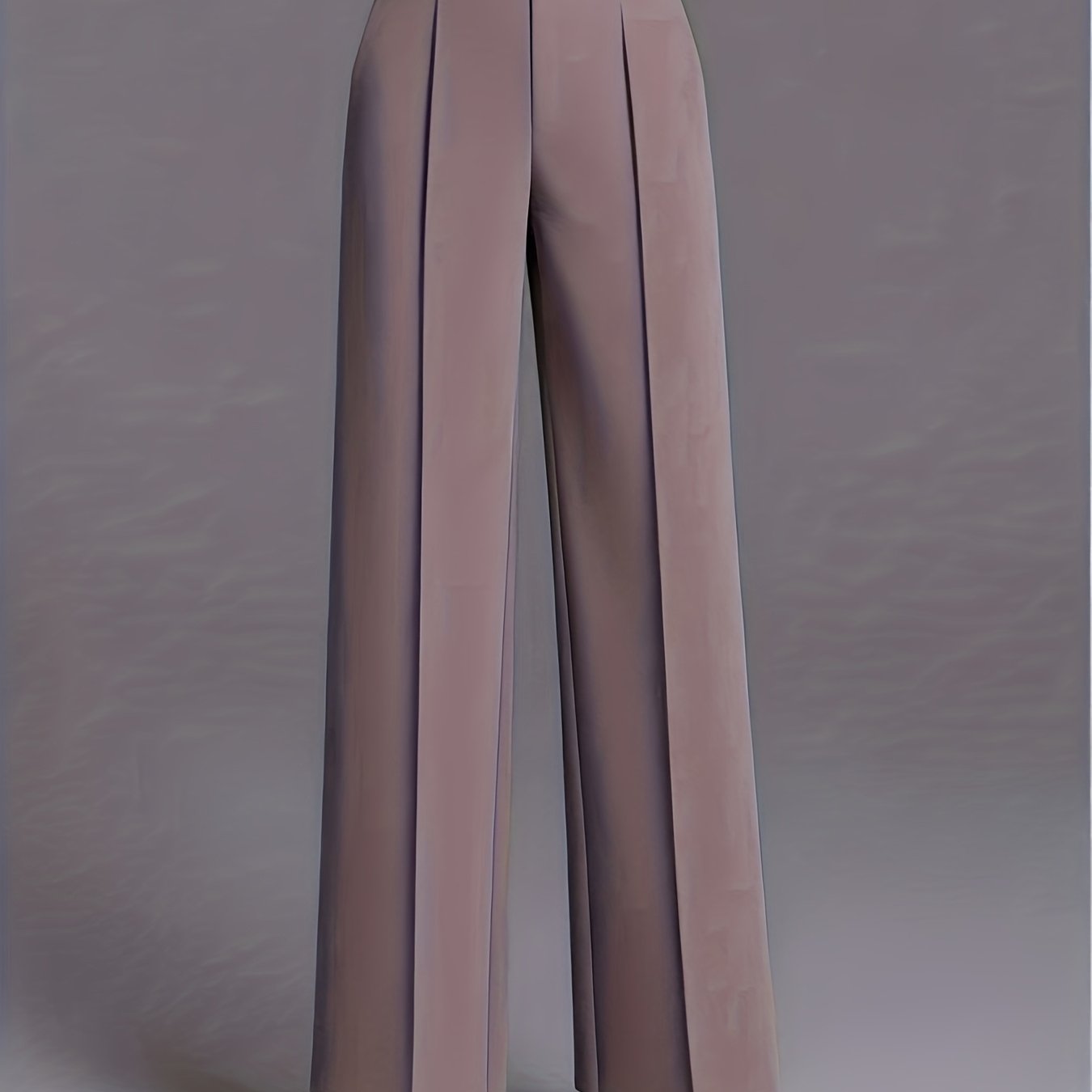 Pantalon Femme Grande Taille Élégant – Taille Haute, Jambe Large, Couleur Unie Rose et Bleu Marine