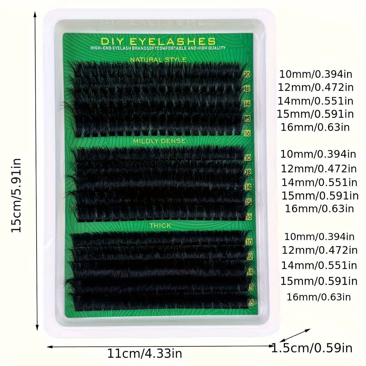 Lot de 300 faux cils en vison synthétique à poser soi-même, 40D/50D/60D/80D/100D, extensions de cils individuelles duveteuses, effet 5D, 0,07 mm, courbés, pour un regard spectaculaire. Plateau de cils mixte de 10 à 16 mm