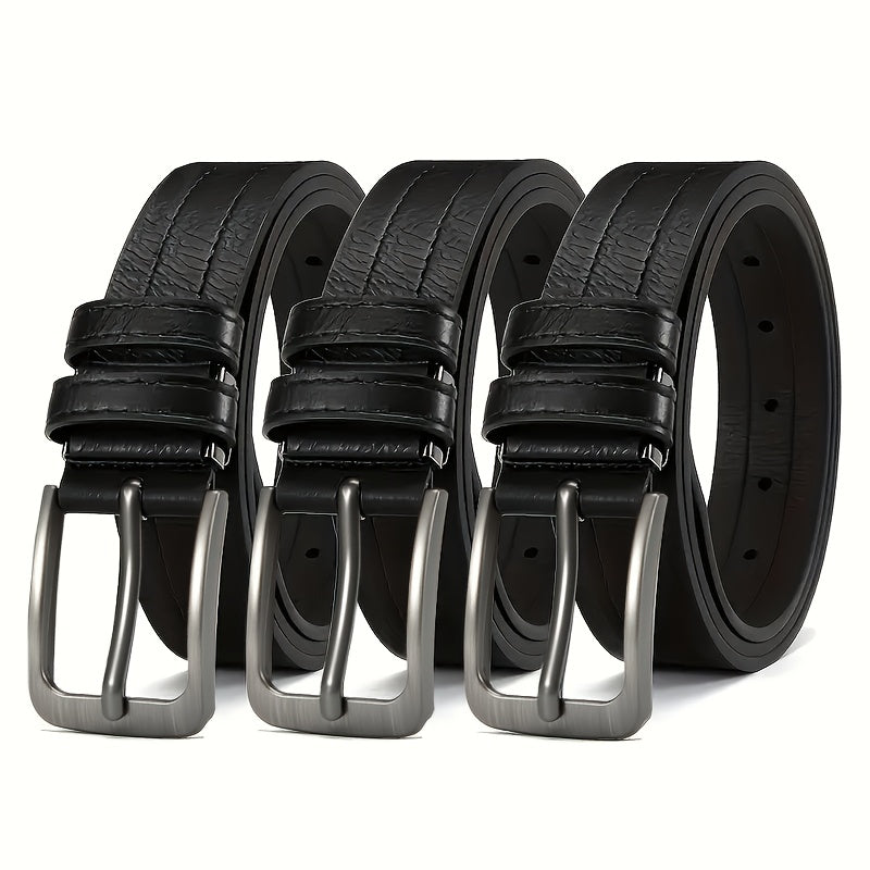 Lot de 3 Ceintures Homme Décontractées Vintage – Ceintures Durables et Respirantes, Conçues pour Professionnels, Personnes Matures et Amateurs de Mode, Idéales Comme Cadeau pour Toutes Occasions, Ceintures Homme de Luxe, Ajustables, Boucle Carrée