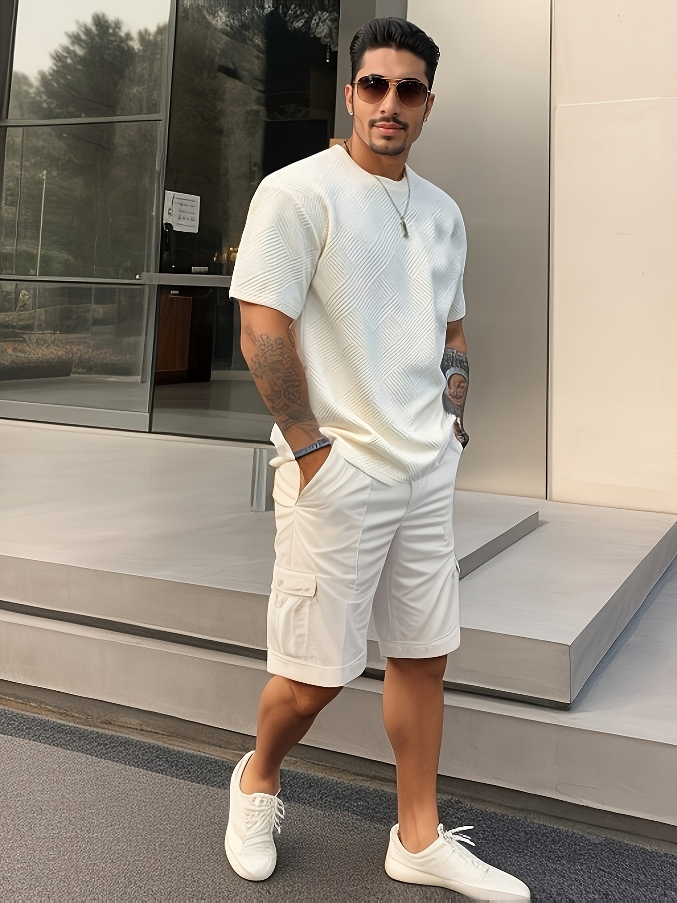 Men's Solid Color Summer Simple Fashion Casual Top, Crew Neck T-Shirt, Suitable for Husband Gift and Father's Day Present