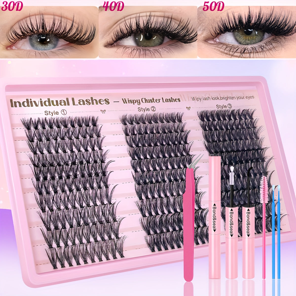 Set DIY d’Extensions de Cils – 720/300/200 pcs, Cils Individuels 9-18 mm Mélangés, Épaisseurs 30D/40D/50D/80D, Inclus Colle et Pince, Parfait pour Débutants, Idéal Cadeau Raffiné pour Nouvel An, Saint-Valentin et Autres Occasions