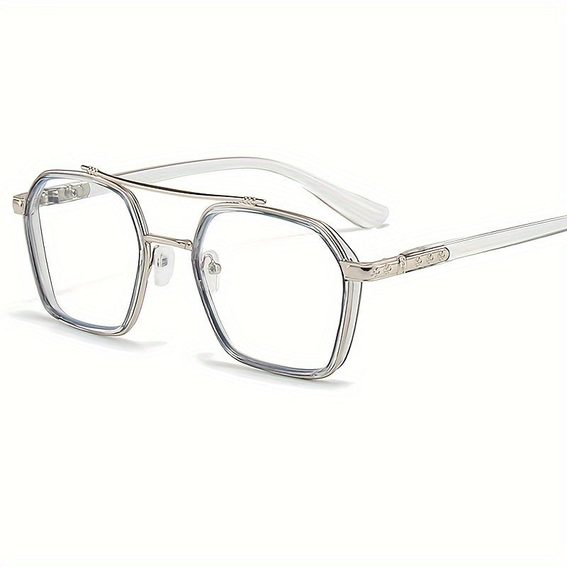 Trendy Full Rim Square Eyeglasses for Men & Women - Spectacle Frame with Golden-Tone Metal Accents, Black PC Material, Clear Lenses, Stylish Retro Design, Eyewear|Elegant Golden Accents|Lightweight Glasses