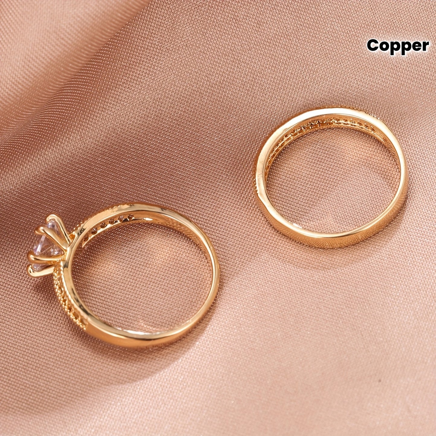 2pcs Set Elegant Ring for Proposal and Wedding, No Box Included