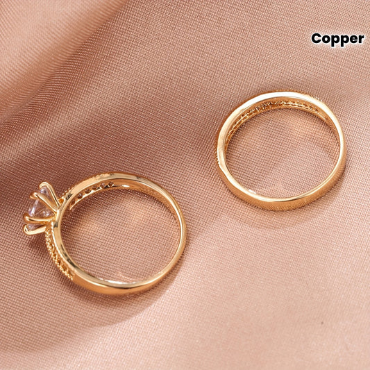 2pcs Set Elegant Ring for Proposal and Wedding, No Box Included