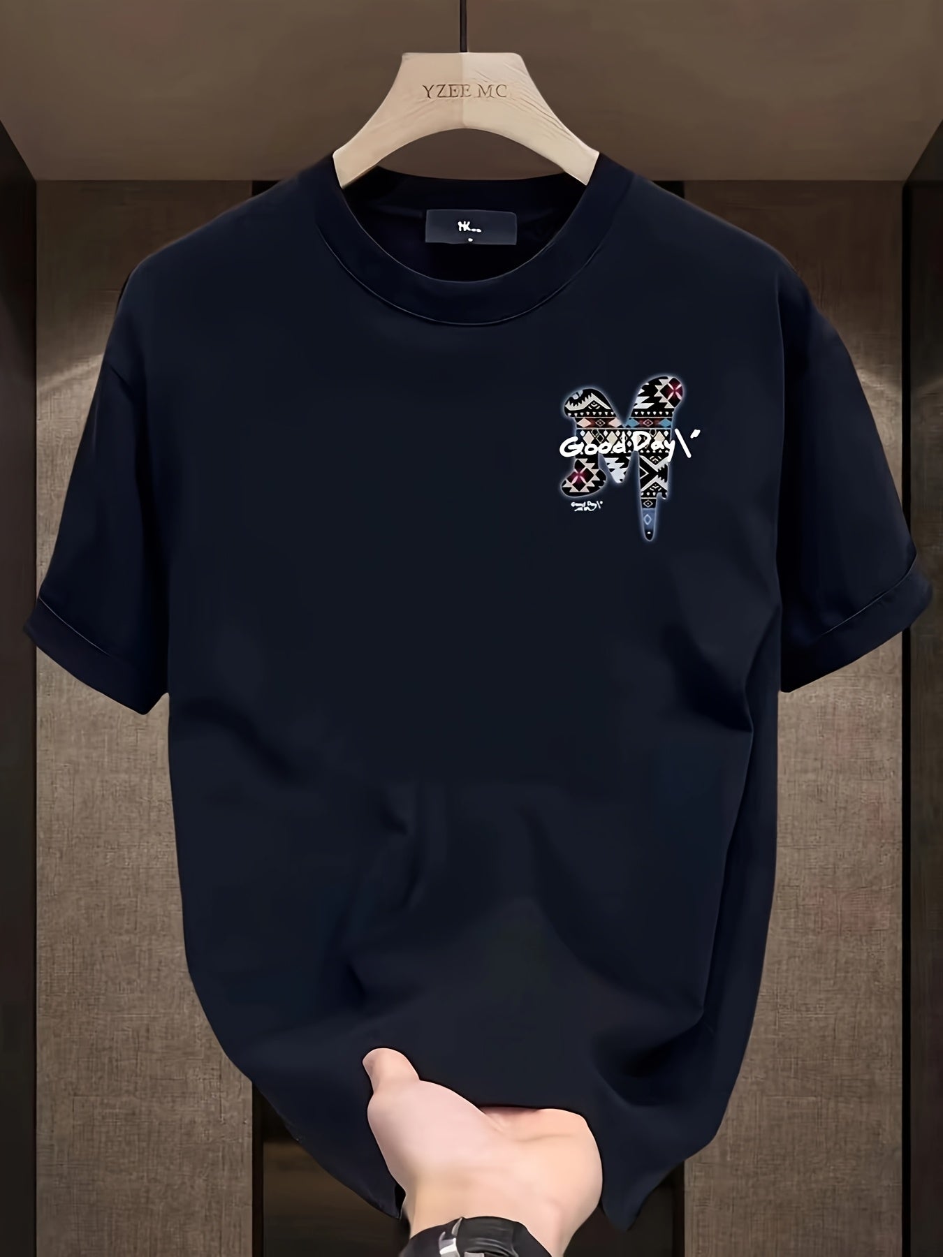 Heavy cotton T-shirt for Men's versatile large size loose summer trendy brand printed handsome youth top