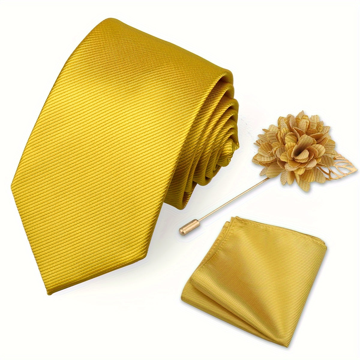 Lot de 3 Accessoires Homme – Cravate, Pochette & Broche Classiques