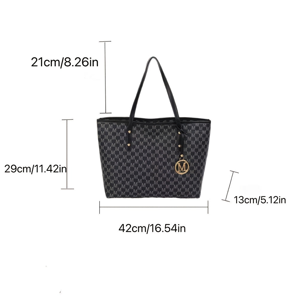 Sac à Main Femme Élégant en Cuir Synthétique à Motif Géométrique – Bandoulière Chaîne Dorée et Logo « M », Grande Capacité avec Multiples Compartiments, Fermeture Éclair, Convertible en Sac à Épaule pour Usage Quotidien, Accessoire Haut de Gamme